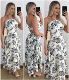 Zingj Spring / Summer New Southeast Asian Holiday Style Personality Digital Print Hanging Neck Wipe Chest Thin Belt