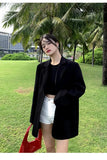 Long Sleeved Suit Jacket For Women's Fashion Korean Back Split Office Lady Blazer Coat 2023 Spring Autumn Jacket