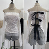 Splash Ink Dye Mesh Wrap Chest Vest Irregular Stacked Folded Sleeveless Top