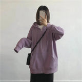 Women Hoodie Harajuku Korean Version Loose Oversized Sweatshirts Solid Color Long Sleeved Hooded Sweatshirt Student Girl Top