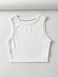 Stitched Detail Ribbed Crop Tank Top- Outfit