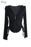 Style T-shirts Women 2023 Autumn Hooded Ins Prevalent Tops Slim Long Sleeve Coat Daily Minimalist Hot Selling Chic