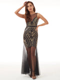 backless sequin maxi summer dress women 2022 see through bodycon mesh birthday party dress evening prom dresses