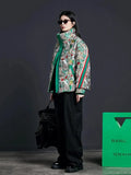 Winter European Fashion Brand Color Splicing Printed High-End Down Jacket Female Thick White Duck Down Short Women's