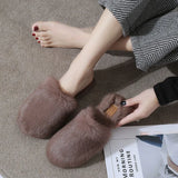 Women House Slippers Shoes Rabbit Fur Slippers 2019 Real Hair Slides Female Furry Indoor Flip Flops Fluffy Plush Shoes