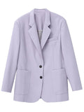 Spring Autumn Chic Purple Leather Blazer Women Long Sleeve Single Breasted Luxury Elegant Designer Clothes Jacket