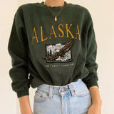 Vintage Design Panelled Letter Print Eagle Fashion Girls Sweatshirt Women 2020 Autumn New Loose Pullover Long Sleeve