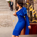 Sleeve Bandage Dress 2022 New Womens Yellow Bandage Dress Elegant Sexy Bowknot Evening Club Party Dress High Quality