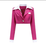 New Arrival Collection Single Diamonds Buttons Blazer High Waist Short Irregular Pleated Skirt Two Piece Set