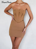 Black Strapless Bodycon Dress Sexy Women Summer 2022 Sleeveless Backless Corset Clubwear Party Dresses Mini
