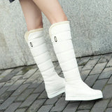 Warm Plush Knee High Boots Women Comfy Flat Heel Snow Boots Slip On Platform Woman Long Boots Shoes Black Pink White