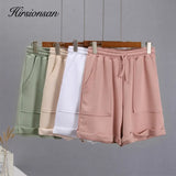 Soft Cotton Sets Women 2022 New Casual Two Pieces Long Sleeve Sweatshirt &amp; High Waist Shorts Solid Outfits