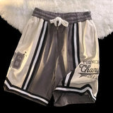 4Xl Hip Hop Casual Shorts Women American Retro Sports Pants Couple Streetwear Embroidery Basketball Loose Short Pants
