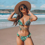 New Bikini Set Beach Skirt Tunics for Beach Long Leaves Print Bikini Cover up Robe de Plage Sarong Beach Swimsuit