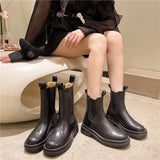 Wind Thick Bottom Martin Boots Spring And Autumn Mona The Same Smoke Tube Chelsea Short Boots Ladies Leather Boots Children's
