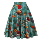 Dot 50s Vintage Woman Tunic Skirt High Waist Pleated Midi Retro Clothing Summer Audrey Hepburn Chic Swing Beach