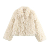 Women's ZA Explosion Autumn And Winter New Artificial Fur Effect Collared Long-Sleeved