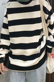 Striped Sweatshirt Women Harajuku Hoodie Ladies Casual Korean Sweatshirt Female Fashion O Neck Long Sleeve Top