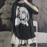 Graphic T Shirts Women 2023 Summer Japanese Style Woman Clothes Oversize E Girl Tops Black Gothic Tee Shirts