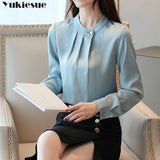 womens tops and blouses stand collar office blouse women chiffon blouse shirt female long sleeve women shirts