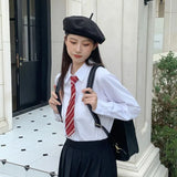 Japanese Women Solid White Shirts Spring Jk Preppy Style Long Sleeve Student Blouse Fashion Button Female Pocket Tops