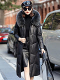 Women natural fox fur White duck down Coat doudoune femme PU Leather Coat Lady Long winter coat §á§å§ç§à§ӧڧÜ §ا֧ߧã§ܧڧÛ