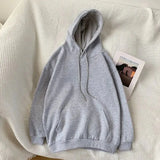Cotton Hoodies Women Fashion Solid Color Casual Hooded Sweatshirt Streetwear Loose Hip Hop Pullover Hoodie Couple
