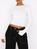 Women Spring Autumn Long Sleeve T-Shirts Tops Solid Slim Fit Pullovers Causal Tees Shirts Female Streetwear Base
