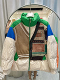 Knitted Spliced Down Jacket Women Large Pockets Winter Coat Zipper Patchwork Puffer Jacket High Quality