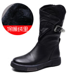 Martin Boots Flat Bottom Middle Knight Boots New Vintage V-Port Side Zipper Slim Single