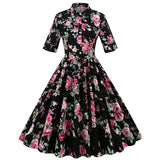 Arrivals Women Vintage 1950s Retro Rockabilly Prom Dresses Short Sleeve Button Front A Line Shirt Elegant Tunic Midi