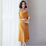 Women Solid Spaghetti Straps Backless Sleeveless Sexy Dresses Bottom Length Ladies Casual Dress Ne'w Summer Party