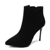 NEW Women High Heeled Short Boots Europea Style Winter Shoes Pointed Toe Ankle Botas Thin Heel Side