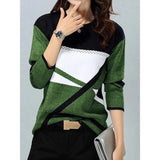 Loose Color Printed Round Neck Long Sleeve