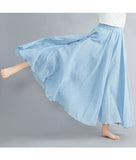 Women's Literature And Art Large Cotton Tamples Skirt Tight Waist A-Shaped Skirt Long Solid National Style Skirt 24