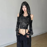 Off Shoulder Hooded