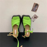 design fluorescent color thick-soled platform sandals women's 2022 summer new one-word buckled open-toed shoes