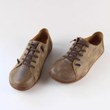 Zingj Layer Cowhide Large Size Handmade Shoes Female Farmer's Shoes Pedal Lazy Bean Shoes Retro Leather Flat Shoes-Outfit