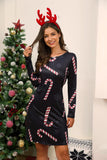 Autumn Spring New Sexy O Neck Long Sleeve Women's Mini Dress Fashion Casual Santa Claus Print Lady Dress 2020