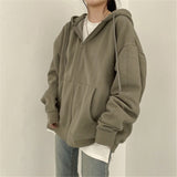 Solid Color Zip Up Oversized HoodieOutfit