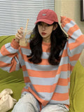 Striped Sweatshirt Women Harajuku Hoodie Ladies Casual Korean Sweatshirt Female Fashion O Neck Long Sleeve Top