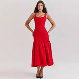 Strappy Pleated Midi Dress-Outfit