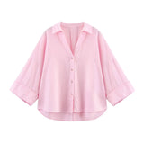 New Linen-Blend Wide-Sleeved Loose Shirt