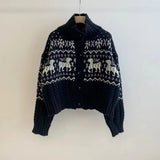 Buttoned Retro Printed Cardigan- Outfit