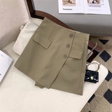 Women Shorts Skirts Korean Irregular A Line Wide Leg Shorts Office Lady Elegant High Waist Solid Casual Suit Short