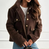 Collar Button Decorating Cashmeat Jacket In Autumn