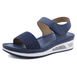 Women Sandals Summer Comfortable Breathable Wedge Sandals Women Casual Sports Sandals Women Rhinestone Face Platform