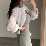 Solid Color Back Tie Cropped BlouseOutfit