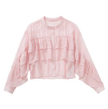 Women's Pink Folding Decoration Romantic Style Shirt