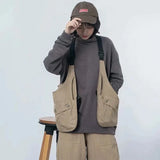 Streetwear Casual Cargo Vest Women Multi Pocket Tooling Vest Bf Hip Hop Y2K Gothic Loose Sleeveless Jacket Basic Tank